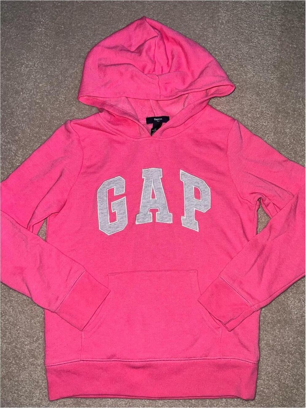 Girls 10 GAP Bright Pink Kids Hoodie with White Logo